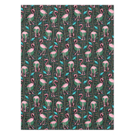 Flamingo Birds 20s Deco Ferns Pattern Black Green Tafelkleed