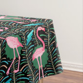 Flamingo Birds 20s Deco Ferns Pattern Black Green Tafelkleed (Voorbeeld)