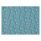 Flamingo Birds 20s Deco Ferns Pattern Blue Gold Tafelkleed (Voorkant (Horizontaal))