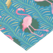 Flamingo Birds 20s Deco Ferns Pattern Blue Gold Tafelkleed (Gekanteld)