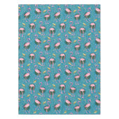 Flamingo Birds 20s Deco Ferns Pattern Blue Gold Tafelkleed (Voorkant)