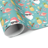 Flamingo Birds Kerstman Kerstfeest in juli Cadeaupapier (Rol Hoek)