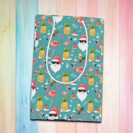 Flamingo Birds Kerstman Kerstfeest in juli Medium Cadeauzakje