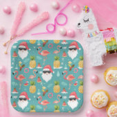 Flamingo Birds Kerstman Kerstfeest in juli Papieren Bordje (Feest)