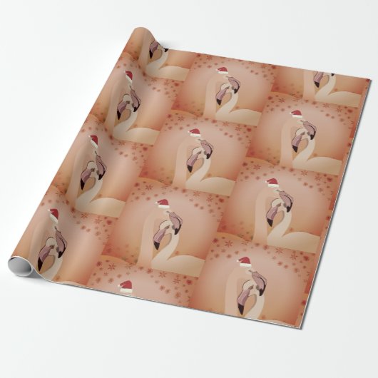 Flamingo Birds Kerstmis Cadeaupapier (Uitgerold)