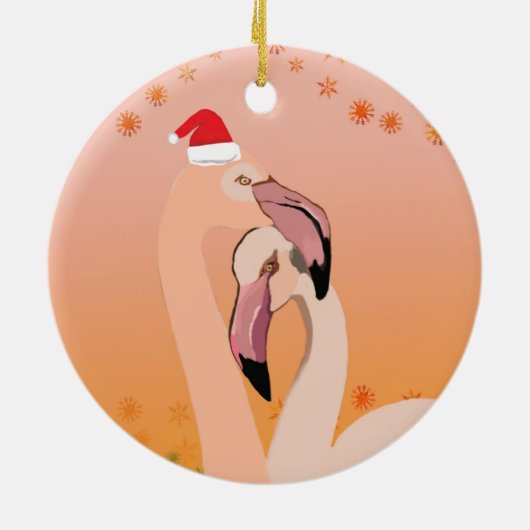 Flamingo Birds Kerstmis, nieuwjaar Keramisch Ornament (Achterkant)