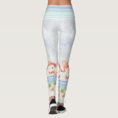 Flamingo Birds Ocean Beach Seashell Striped Art Leggings (Achterkant)
