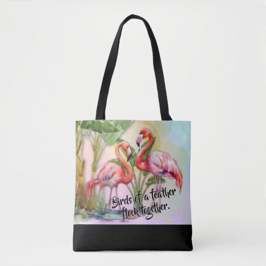 Flamingo Birds of a Feather Shoulder Canvas tas (Voorkant)