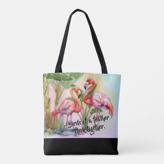 Flamingo Birds of a Feather Shoulder Canvas tas (Achterkant)