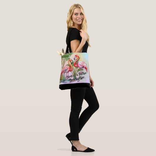 Flamingo Birds of a Feather Shoulder Canvas tas (Op model)
