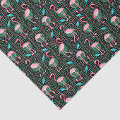 Flamingo Birds Pattern 20s Deco Ferns roze Black Tissuepapier (Detail)