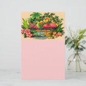 Flamingo Birds Personal Flowers Stationery Briefpapier (Staand voorkant)