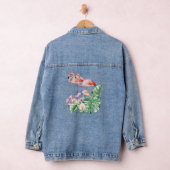 Flamingo Birds, Tropical Flowers and Leaves Denim Jacket (Hangar)