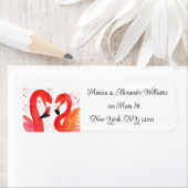 Flamingo Birds Waterverf Return Address Wedding Etiket (Insitu)