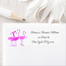 Flamingo Birds Waterverf Return Address Wedding L Etiket