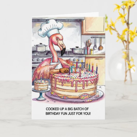 Flamingo Birthday Cake Big Batch of Fun Kaart (Gele Bloem)