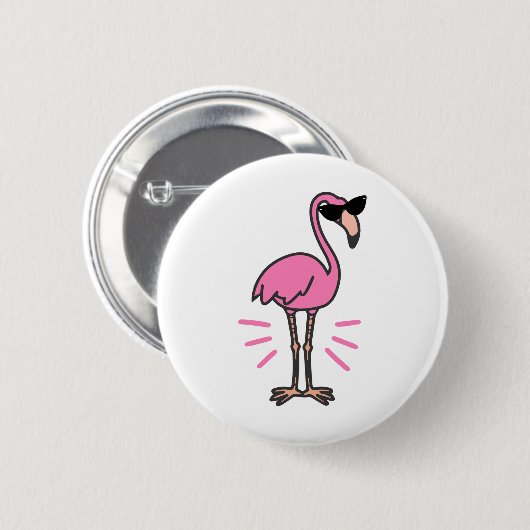 Flamingo birthday, flamingo, flamingo sunglasses ronde button 5,7 cm (Voorkant /achterkant)