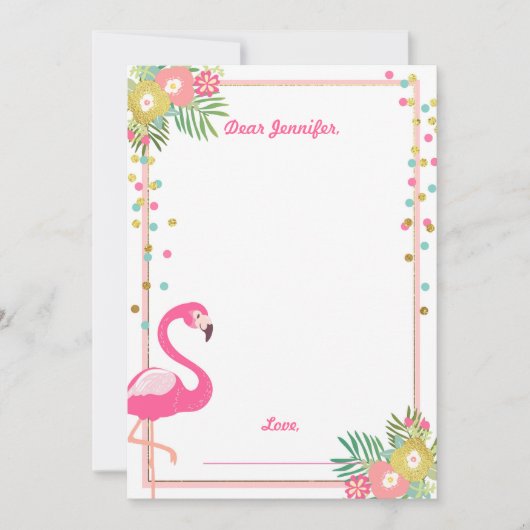 Flamingo Birthday guestbook cards Time Capsule Notitiekaartje (Voorkant)
