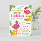 Flamingo Birthday Invitation Flamingo Party Kaart (Staand voorkant)