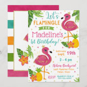 Flamingo Birthday Invitation Flamingo Party Kaart (Voorkant / Achterkant)