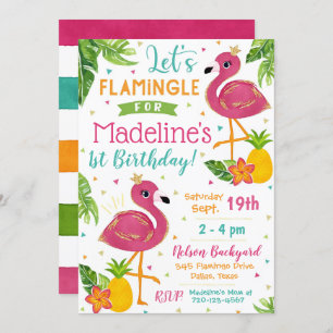 Flamingo Birthday Invitation Flamingo Party Kaart