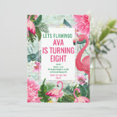 Flamingo Birthday Invitation Kaart (Staand voorkant)