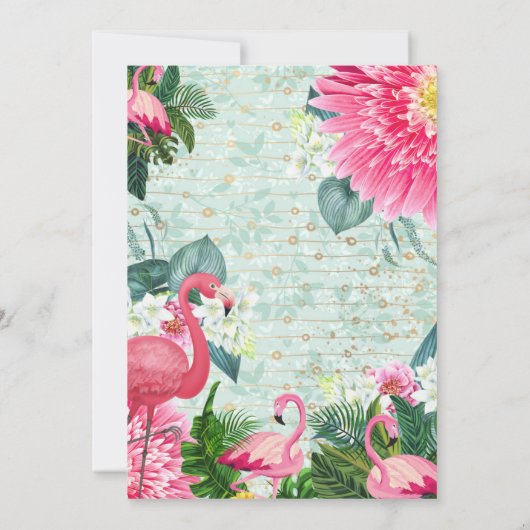 Flamingo Birthday Invitation Kaart (Achterkant)