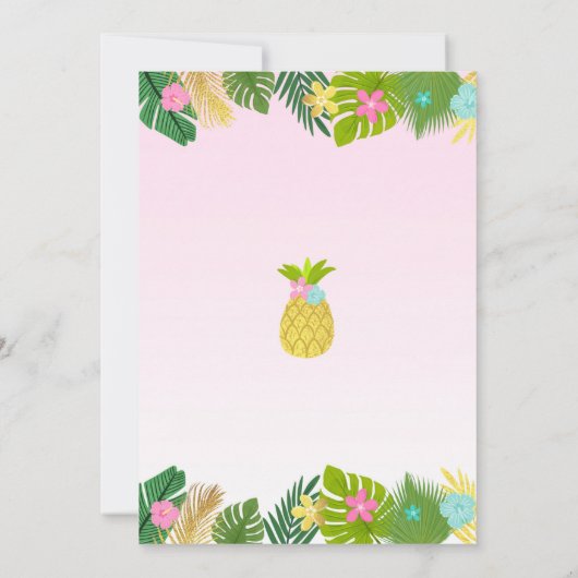 Flamingo Birthday Invitation Topical Luau Party Kaart (Achterkant)