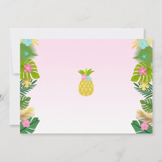 Flamingo Birthday Invitation Topical Luau Party Kaart (Achterkant)