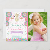 Flamingo Birthday Invitation Topical Party nodigt Kaart (Voorkant)
