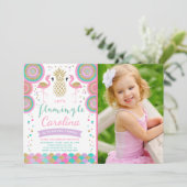 Flamingo Birthday Invitation Topical Party nodigt Kaart (Staand voorkant)