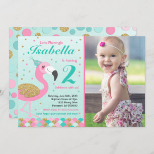 Flamingo Birthday Invitation Topical Pool Party Kaart