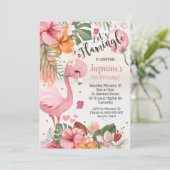 Flamingo Birthday Invitation Tropical Kaart (Staand voorkant)