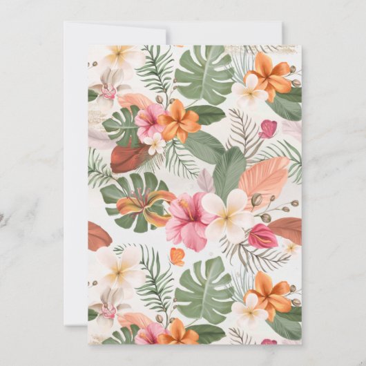 Flamingo Birthday Invitation Tropical Kaart (Achterkant)