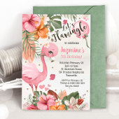 Flamingo Birthday Invitation Tropical Kaart