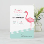 Flamingo Birthday Invite Kaart (Staand voorkant)