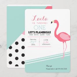 Flamingo Birthday Invite Kaart