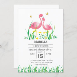 Flamingo Birthday Invite Kaart