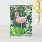 Flamingo Birthday-kaart Kaart (Gele Bloem)