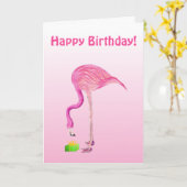 Flamingo Birthday-kaart Kaart (Gele Bloem)