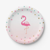 Flamingo Birthday Paper Borden Tropical Luau Papieren Bordje (Voorkant)