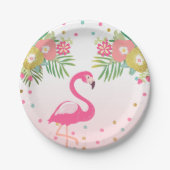 Flamingo Birthday Paper Borden Tropical Luau Papieren Bordje (Voorkant)