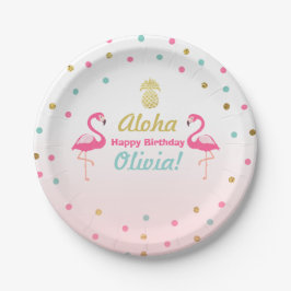 Flamingo Birthday Paper Borden Tropical Luau Papieren Bordje