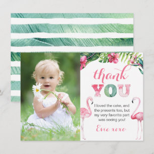 Flamingo Birthday Party Afbeelding Bedankkaart