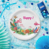 Flamingo Birthday Party Borden Papieren Bordje (Feest)