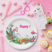 Flamingo Birthday Party Borden Papieren Bordje (Feest)