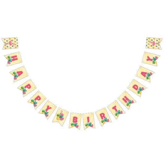 Flamingo Birthday Party - Bunting Flag Sign Banner (Alle)