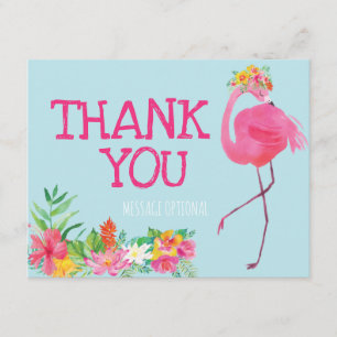 Flamingo Birthday Party Dank u voor de zomerroze Bedankkaart