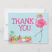 Flamingo Birthday Party Dank u voor de zomerroze Bedankkaart (Voorkant)