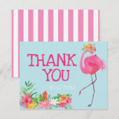 Flamingo Birthday Party Dank u voor de zomerroze Bedankkaart (Voorkant / Achterkant)